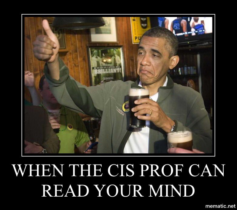 Meem: When the CIS Prof can read your mind - on the background of Obama's thumbs up with beer
