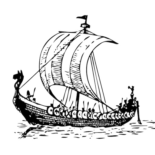 drawing of a Viking long ship